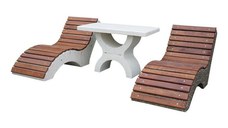 Set mobilier de gradina din beton si lemn