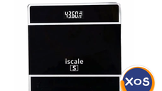 Cântar electronic Iscale S cu afișaj digital, realizat din sticlă și p