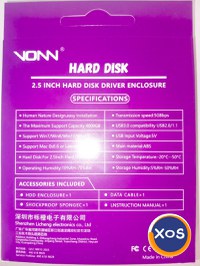 Carcasă rack HDD/SSD externă 2.5” USB 3.0 – Nouă, cu cablu - 2