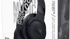 Casti Audio Over the Ear JBL Tune 750, Wireless, Bluetooth, Noise cancelling, Autonomie 15 ore, Negru,sigilat