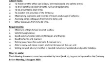 VACANCY Post: Driver