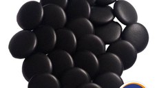 Set 25 nasturi metalici cu picior rotunzi, imbracati in piele naturala