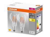 2 Becuri LED Osram Base Classic A, E27, 4W (40W), 470 lm, lumina calda(2700K), cu filament - 2