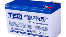 Acumulator AGM TED1271F1, 12 V, 7.1 Ah, terminal F1