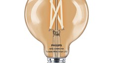 Bec LED inteligent vintage (decorativ) Philips Filament Globe Clear G95, Wi-Fi, Bluetooth, E27, 7W (60W), 806 lm, lumina alba (2