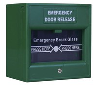 Buton iesire urgenta ND-EDR911-C, culoare verde, capac de protectie transparent - 1