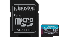 Card de memorie Kingston Canvas Go! Plus MicroSDXC 64GB Clasa 10 cu adaptor inclus