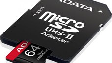 Card de Memorie MicroSD ADATA, 64GB, Adaptor SD, Class 10