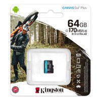Card de Memorie MicroSD Kingston Canvas GO Plus, 64GB, Adaptor SD, Class 10 - 1