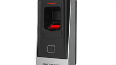 Cititor biometric si card MIFARE Hikvision, DS-K1201AMF citeste carduri MIFARE, capacitate amprente 5000 suporta RS485 buzzer, d