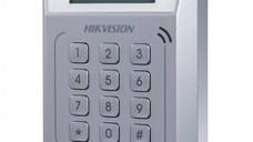Cititor standalone cu tastatura si card proximitate Hkvision DS-K1T802M, suporta cartele MIFAE, capacitate 3000 carduri si 10000