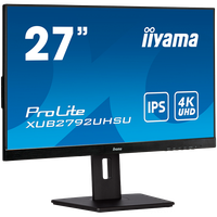 IIYAMA 27" ETE IPS-panel, 3840x2160 UHD, 4ms, 15cm height adj. stand, 300cd/m², DVI, HDMI, DisplayPort, Speakers, USB-HUB 2x 3.0 - 2