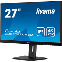 IIYAMA 27" ETE IPS-panel, 3840x2160 UHD, 4ms, 15cm height adj. stand, 300cd/m², DVI, HDMI, DisplayPort, Speakers, USB-HUB 2x 3.0 - 3