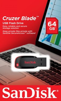 Memorie USB Flash Drive SanDisk Cruzer Blade, 64 GB, USB 2.0 - 2
