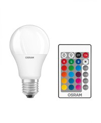 Pachet 2 Becuri LED RGB Osram Star Classic A, E27, 9.7W (60W), 806 lm, lumina alba si color (2700K-6500K) + Telecomanda - 2