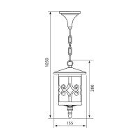 Pendul tip felinar Vivalux JARDIN, E27, max. 1x60W, IP44, 155x155x1000mm, COFFEE, bec neinclus - 1