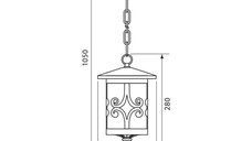 Pendul tip felinar Vivalux JARDIN, E27, max. 1x60W, IP44, 155x155x1000mm, COFFEE, bec neinclus