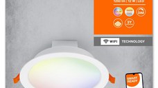 Spot LED RGB incastrat Ledvance SMART+ WiFi, 12W, 1000 lm, lumina alba si color (2700-6500K), IP20/IK03, 170x57mm, Alb