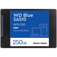SSD WD Blue SA510 250GB SATA 6Gbps, 2.5", 7mm, Read/Write: 555/440 MBps, IOPS 80K/78K, TBW: 100 - 1