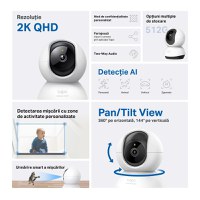 TP-LINK TAPO C220 camera supraveghere WI-FI pentru interior cu funcție Pan/Tilt și Detectare AI, Rezoluție: 2K 4MP QHD （2560 * 1 - 2