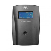 UPS PNI SafePC E650VA, putere 390W, 1.8A, iesire 2 x 230V, ecran LCD acumulator 7.2A inclus, Capacitate: 12V/7Ah, Timp backup: 8 - 1