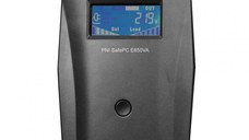 UPS PNI SafePC E650VA, putere 390W, 1.8A, iesire 2 x 230V, ecran LCD acumulator 7.2A inclus, Capacitate: 12V/7Ah, Timp backup: 8