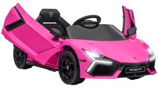 AIYAPLAY Lamborghini Revuelto, masina electrica pentru copii 3-5 ani, 12 V, roz, cu telecomanda, usi tip aripa si lumini LED