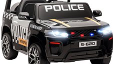 AIYAPLAY Mașină Electrică de Poliție pentru Copii 12V cu Telecomandă, Sirenă și Lumini, Vârsta 3-5 Ani, Negru