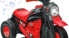 AIYAPLAY Motocicleta electrica pentru copii 2-5 ani, 3 roti, 6 V, 3 km/h, cu bule si efecte luminoase, rosu | Aosom Romania