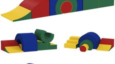 AIYAPLAY Parcurs motricitate pentru bebelusi - Set modular de 5 blocuri de escalada din spuma 181 x 39 x 44 cm multicolor | Aosom Romania