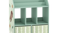 AIYAPLAY raft de depozitare pentru copii, design casuta cu ursulet verde | Aosom Romania