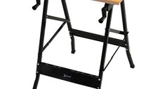 Banc Pliant DURHAND cu 4 Menghine, Masa de Lucru 100 kg, Dimensiuni 62,5x60,5x78,5cm, Culoare Negru | Aosom Romania