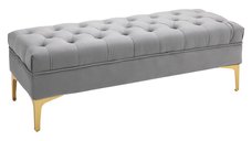 Banca HOMCOM din Tesatura Catifelata cu Picioruse Metalice, Gri, 118x45x42cm