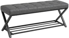 Banca pentru Incaltaminte HOMCOM, cu Pernita din Piele Artificiala, Dimensiuni 112 x 37 x 47 cm, Gri Inchis | Aosom Romania