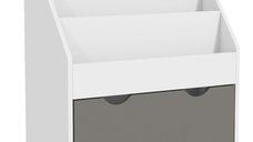 Biblioteca AIYAPLAY pentru Copii 3-8 Ani cu 3 Rafturi si Sertar Inferior, MDF, 62.5x30x70 cm, Gri | Aosom Romania