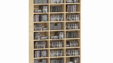 Biblioteca HOMCOM pentru CD-uri si DVD-uri, capacitate 1116 CD-uri/528 DVD-uri, 36 compartimente si rafturi ajustabile