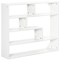 Biblioteca moderna de perete HOMCOM cu 4 niveluri , raft din lemn care economiseste spatiu pentru living si birou, 94x19,5x80cm, alb | Aosom RO - 1