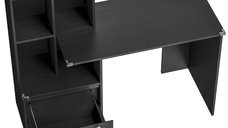 Birou HOMCOM pentru calculator cu biblioteca si sertar blocabil, 126 x 50 x 109 cm, negru