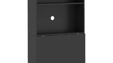 Birou HOMCOM pentru calculator cu rafturi si blat rabatabil, 2 roti, design compact, 80x69x155cm, Negru | Aosom Romania