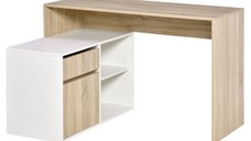 Birou unghiular HOMCOM din PAL cu sertar, dulapior si rafturi deschise 120x92x75.5cm | Aosom Romania