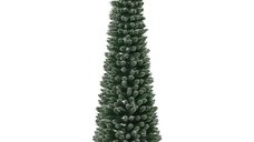 Brad de Craciun HOMCOM cu zapada artificiala, 190 cm, verde, cu baza detasabila