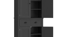 Bufet inalt HOMCOM pentru bucatarie, cu 4 usi, sertar si polițe reglabile, dimensiuni 76,2 x 40,2 x 183 cm, negru