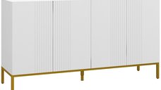 Bufet Modern HOMCOM pentru Living cu 4 Uși si Rafturi Ajustabile, Alb, 140x40x75 cm