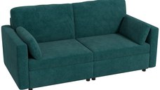 Canapea clasică cu 3 locuri cu scaun capitonat și arcuri, canapea din catifea pentru living și birou cu perne, 178x82x85cm verde HOMCOM | Aosom RO
