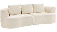 Canapea modulara HOMCOM cu 3 locuri, 260 cm, fara structura, sezut generos, perna groasa si 3 perne, catifea crem