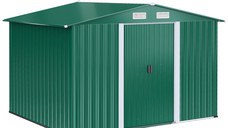 Casuta de gradina Outsunny, din lamiera de Oțel 246x192,5x177,5cm Verde | Aosom RO