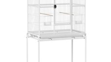Colivie portabila PawHut pentru pasari cu 4 hrănitoare si 4 barne, 81 x 48 x 162,5 cm, Alb | Aosom Romania