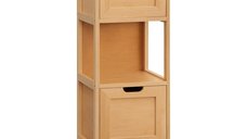 Comoda de baie din bambus kleankin cu 2 sertare si 1 raft - dim. 30L x 30l x 90H cm | Aosom Romania