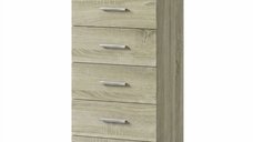 Comoda HOMCOM cu 6 Sertare, Design Modern pentru Dormitor si Hol, 40x40x110cm, Stejar | Aosom Romania
