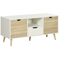 Comoda pentru TV de pana la 50 inch HOMCOM cu dulapuri si sertare, natural | Aosom Romania - 1